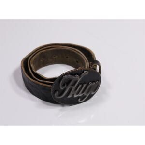 Hugo Boss Black Tumbled Leather HUGO Buckle Mens Belt 85 / 32